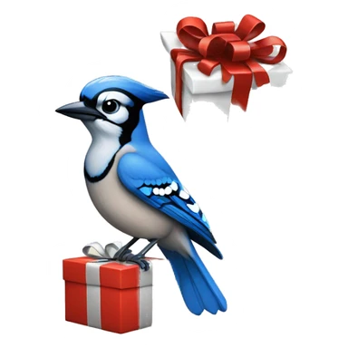 Blue Jay on a Present sticker
