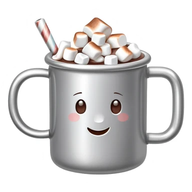 hot chocolate in a silver colored mug with marshmallows  sticker