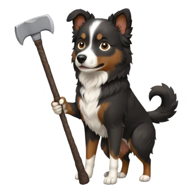 black mini australian shepherd with an axe and only 4 legs  sticker