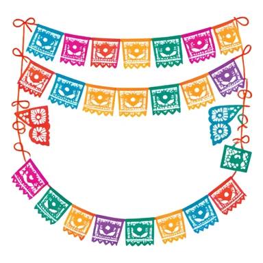 festive one garland of colorful mexican papel picado sticker