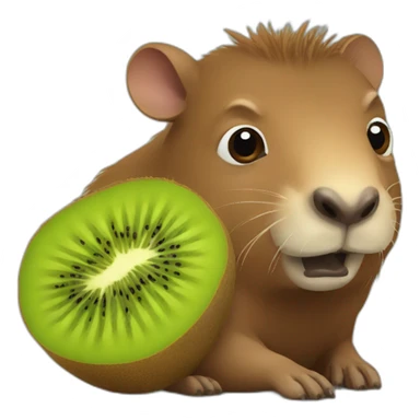 Capibara eating a kiwi sticker