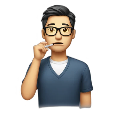 HongKong guy glasses worry face smoking sticker
