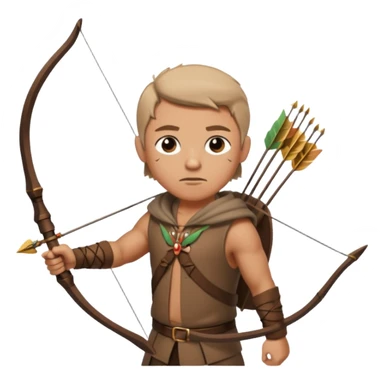 The classic hunter image with a bow and arrow on his back, dressed in brown with some animal made decorations sticker