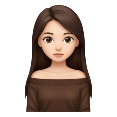 красивая девушка накрашенная брюнетка с длинными прямыми волосами в темно-коричневой кофте со спущенными плечами sticker