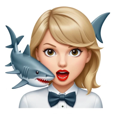 Taylor swift getting eaten by a shark in a bow tie sticker