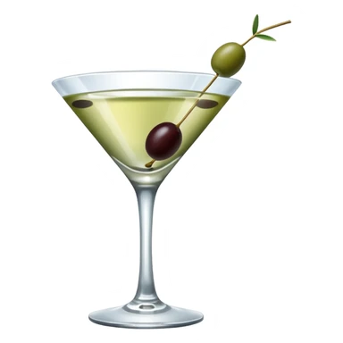 martini glass with 3 olives. no straw, just 1 stick that the olives will be stuck on. olives should have the same size. no leaves at all. liquid should be more white/clear than greek  sticker