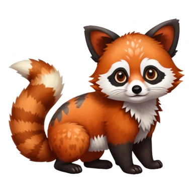 Black-eared Realistic patterned speckled flurry scaly 4-legged quadrupedal Red-Panda-Munchkin-Kitten-Lemur-Raccoon-Dog-Red-Fox-animal-fusion-hybrid, Full body sticker