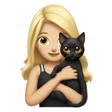 Blonde girl holding a black cat sticker