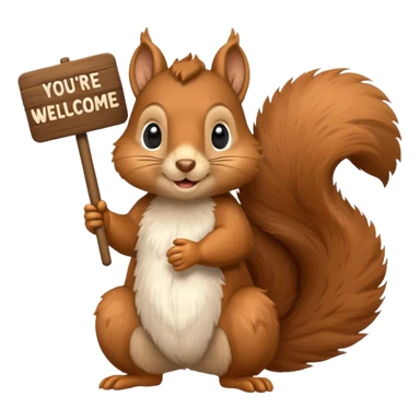 Have a squirrel holding a you’re welcome sign sticker