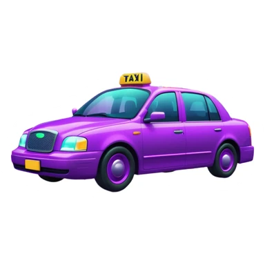 a purple neon taxi driving in a  purple and green neon city  sticker