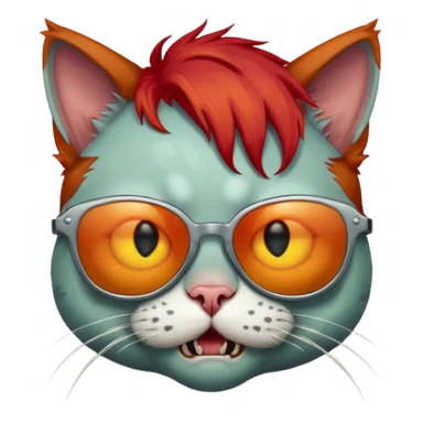 Zombie cat with red hair and sun glasses sticker