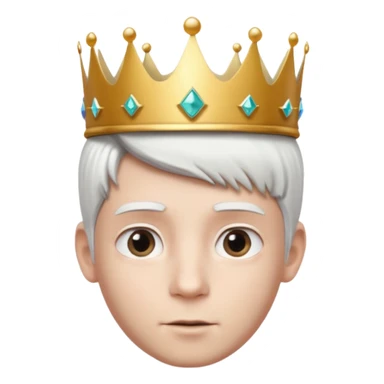 Royal latin Kid boy with wery fancy 3d crown head 3d style only face half rotate head white hair 3d face in rotate sticker
