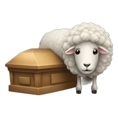 Sheep next to a coffin sticker