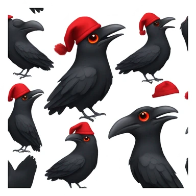 Black crow with red hat and red eyes  sticker