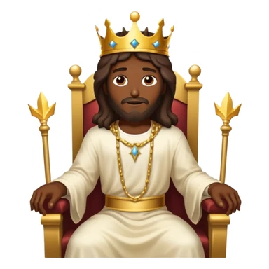 Dark skin Jesus on heavens Throne with a Gold crown no jewelry  sticker