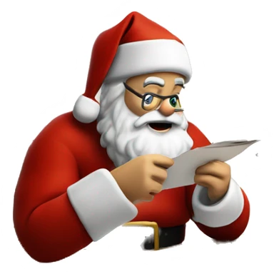 European Santa Claus is sitting on a desk, writing something down on a sheet of paper, solving complicated math puzzles sticker