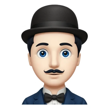Charlie Chaplin dark blue eyes, black hair sticker