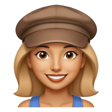 stylish latin-american woman wearing a cap and smiling with a small mole mark on her right chin sticker