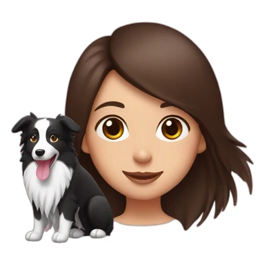 black border collie and woman with long brown hair with pink ends sticker