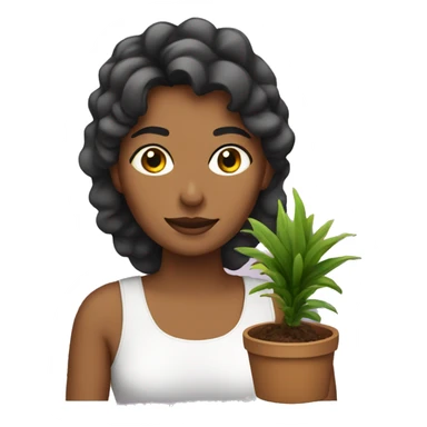 mujer con plantas sticker