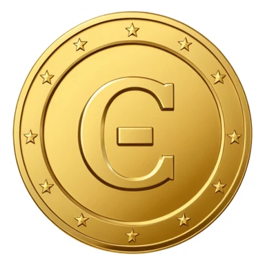 A premium gold coin icon with a clean, modern embossed design-system emblem in the center. No currency symbols. Center symbol: a simplified design-guideline glyph such as a minimal grid,  a C-shaped “credit” monogram, or three aligned dots representing design tokens.   sticker