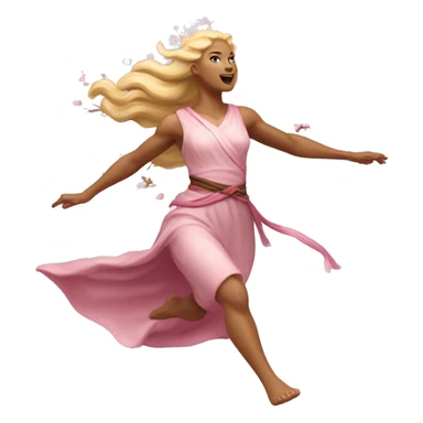 blonde cherry blossom Pagan goddess sprinting, with a large stride and arms outstretched sticker