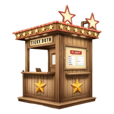 A ticket booth with retro lights and star-shaped sign. sticker
