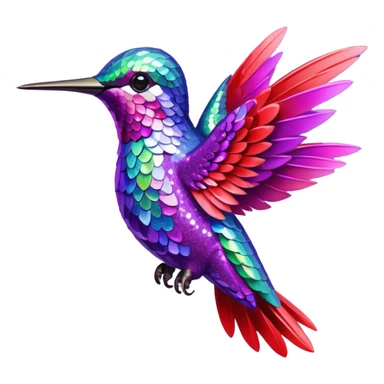 hummingbird with red and purple with glitter sticker