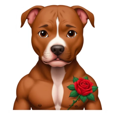 pitbull with red rose tattoo sticker