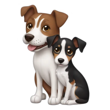 Black mackerel cat hugging brown Jack Russell dog sticker