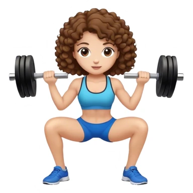 “Curly brown-haired girl working out with weights” sticker