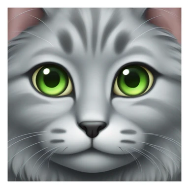Fluffy gray cat with big green eyes sticker
