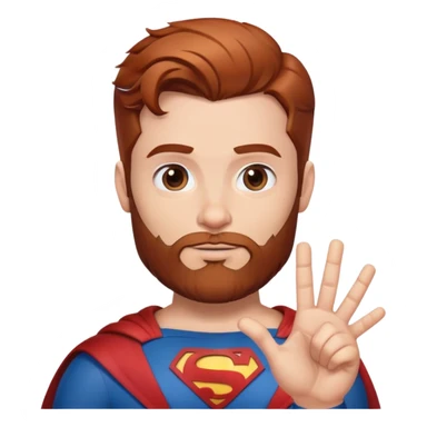 Adult Superman with redish brownish hair and full beard making hand heart emoji sticker