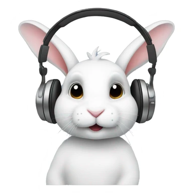 curious rabbit wearing a headphone sticker