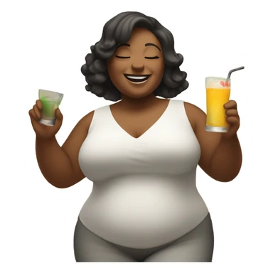 Chubby White Woman dancing with drink with eyes closed sticker