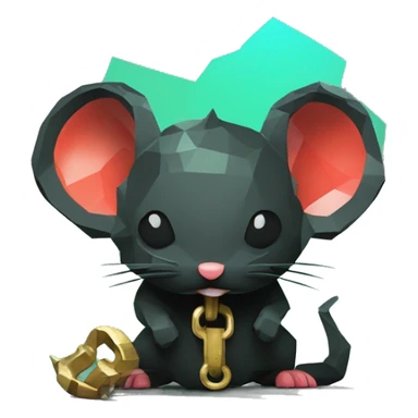 Black red gold green cyan rusty grunge effect scratched patina rat mouse puppy scorpion tail stinger gangsta gangster pixel 3d render low poly sticker