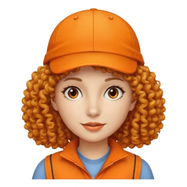 curly haired woman with orange cap sticker
