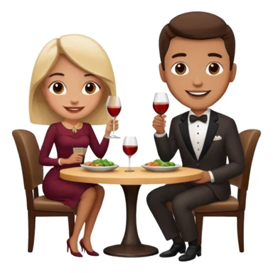  couple sitting and having dinner in a restaurant sticker