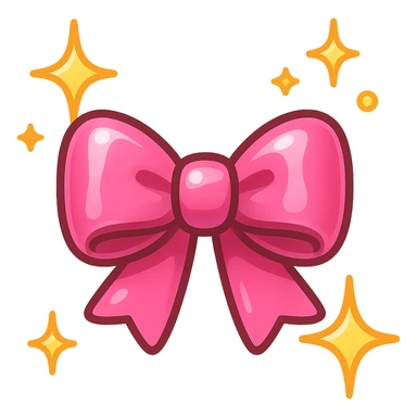 pink bow emoji, cute and shiny, with sparkles sticker