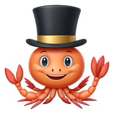 shrimp wearing a top hat sticker