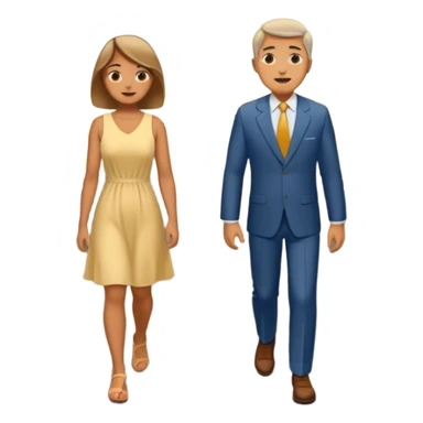 A road where a woman is standing at the beginning of the road and the man at the end of the road sticker