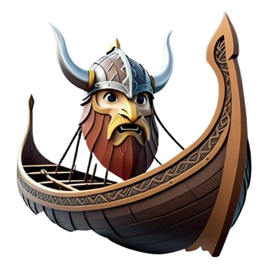 clash-of-clans-aesthetic_-cinematic-viking-longboat, rendered in a flat, bold vector style with minimal shading, featuring a striking dragon-headed prow slicing through icy, churning waters. shields on the side and vikings rowing The longboat’s intricately detailed shields and carved motifs evoke a sense of epic adventure and Nordic might, with billowing sails catching a dramatic, stormy sky backdrop. sticker
