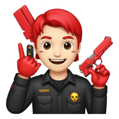 Emoji de cara de demonio con una glock 18 en la mano sticker