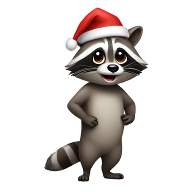 raccoon wearing santa hat sticker