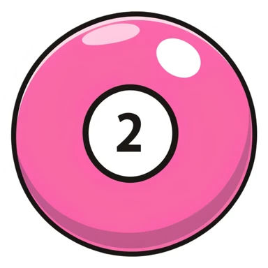 pink billiard ball with the number 23 inside a white circle sticker