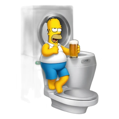 Homer Simpson qui boit une bière au toilette  sticker