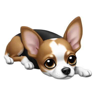 Brown black and white Chihuahua laying down  sticker
