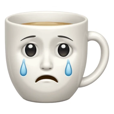 crying cup emoji, expressive face, tears, simple sticker