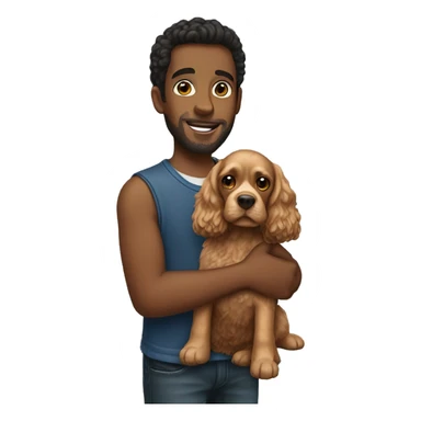 Man holding cocker spaniel  pappy mix sticker