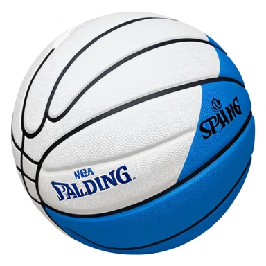 minimalist blue Spalding basketball with simple NBA logo, few colorful lines, clean design sticker
